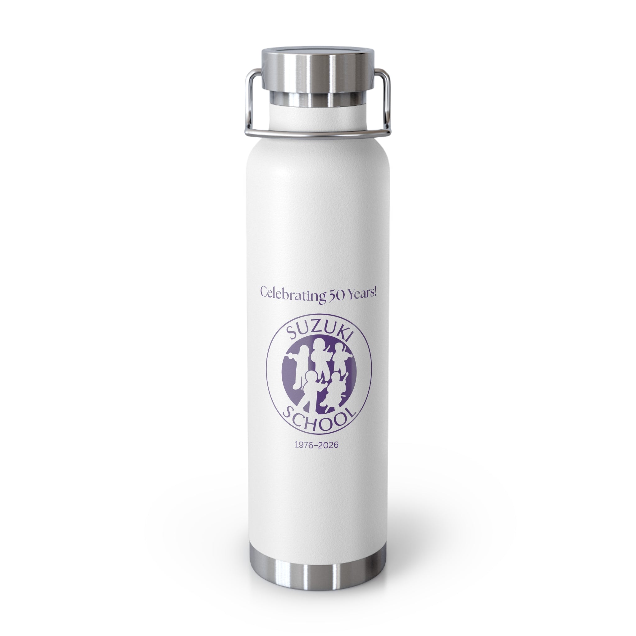 22oz Vacuum Water Bottle — 'Suzuki School Celebrating 50 Years' Insulated Stainless Flask